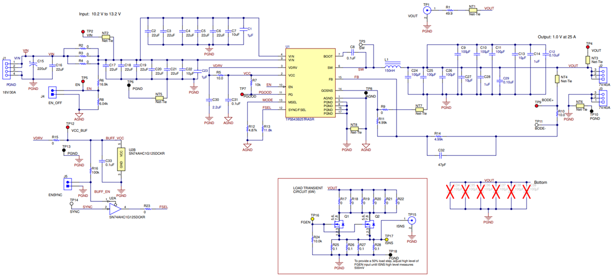 原理图 - Texas Instruments TPS543B25TEVM 驱动评估模块